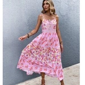 NWOT Boho maxi cami pink floral dress S